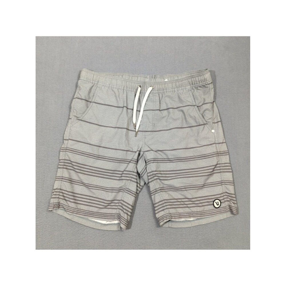 Vuori Shorts Men's S Gray Striped Kore Lined 9" Athletic Drawstrings Flaws